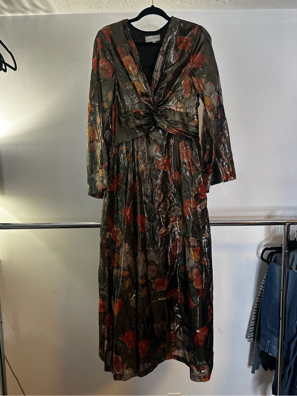 CABALLERO Floral Metallic Black MAXI DRESS - Picture 1 of 4